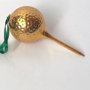 18K Gold Plated Golfing Ornament Golf Ball & Tee Enchanted Collectible Gift USA